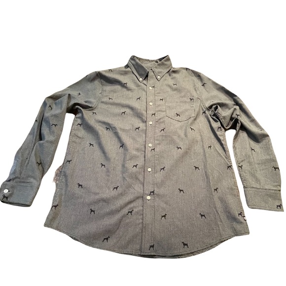Chaps black plaid long sleeve button down shirt size large with Scottie dog’s - Picture 1 of 14